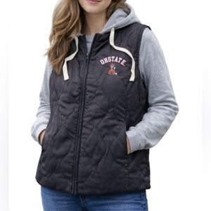 Oklahoma State Cowboys Vest Quilted Hooded Pockets Women’s Size Large